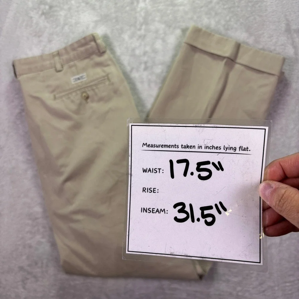Polo Ralph Lauren Mens Chino Pants 36x32 Khaki Pleated Front Cuffed Cotton Twill
